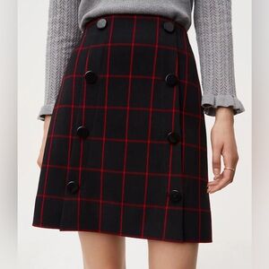 NWT Loft Women’s Windowpane Plaid Modern Buttoned Skirt | Size 14